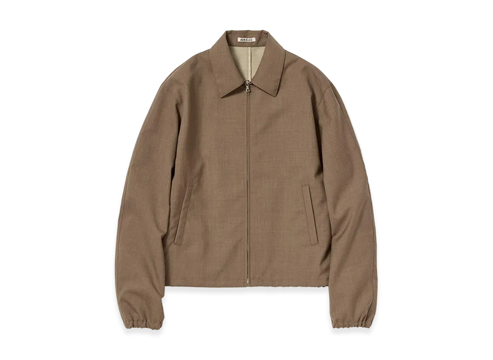 AURALEE Bonded Tropical Wool Zip Blouson "Top Brown"