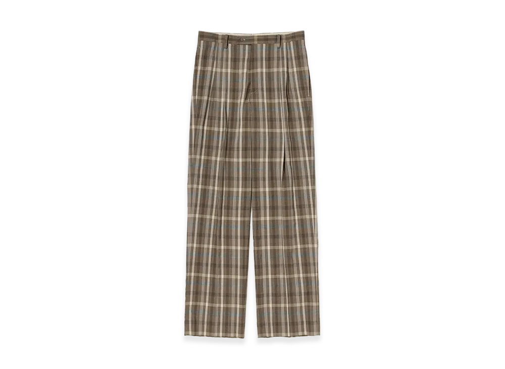 AURALEE Super Fine Tropical Wool Check Two-Tuck Slacks "Top Brown Check"