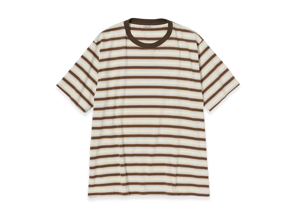 AURALEE Gradient Stripe Jersey Tee "Fade Brown Stripe"