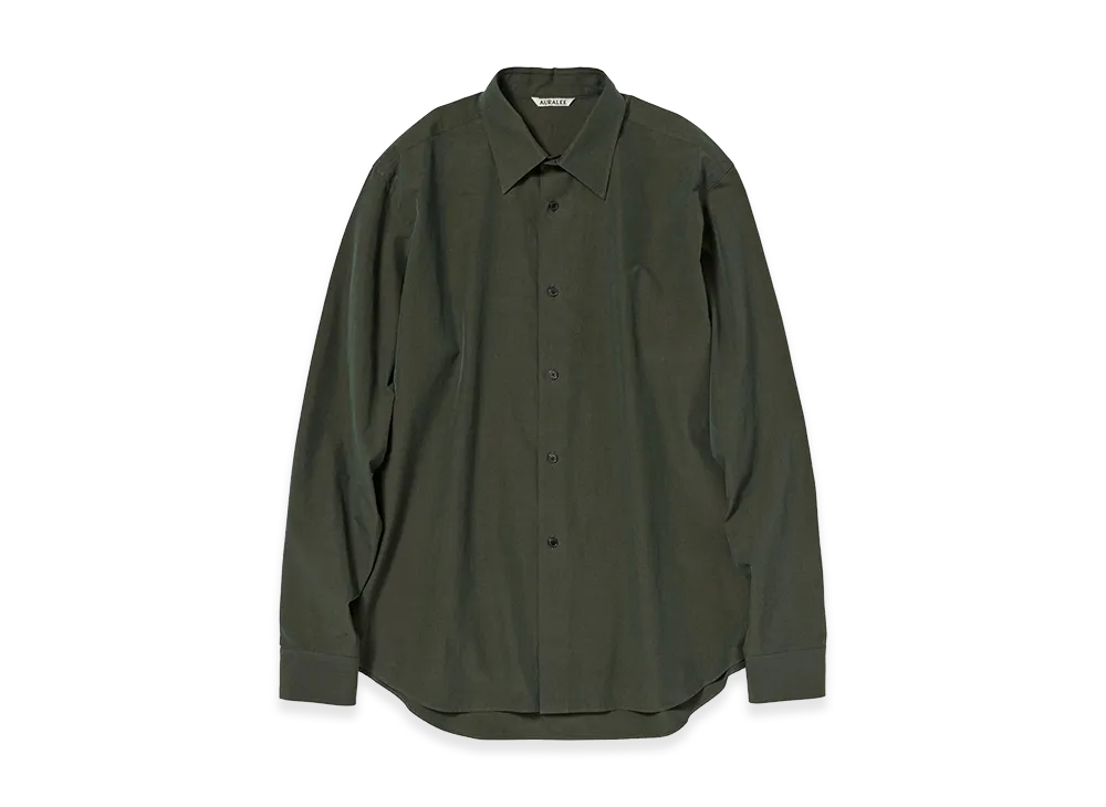 AURALEE Washed Finx Weather Chambray Shirt "Dark Olive"