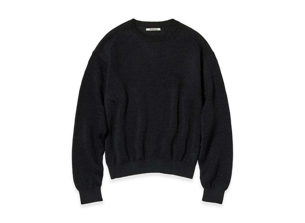 AURALEE Flat Yarn Rib Knit P/O "Black"
