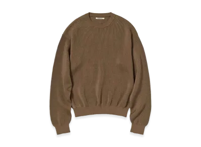 AURALEE Flat Yarn Rib Knit P/O "Light Brown"