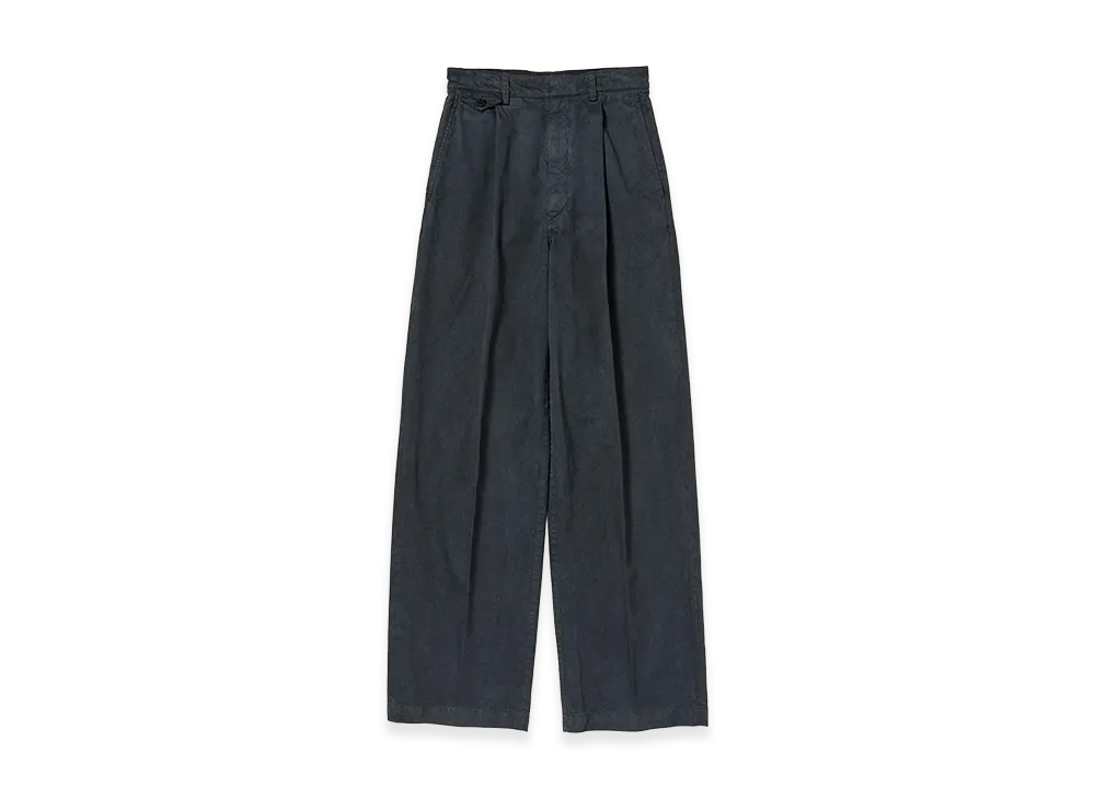 AURALEE Garment-Dyed Finx Light Chino One-Tuck Wide Pants "Black"