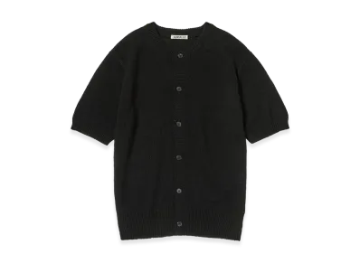 AURALEE Summer Cashmere Knit Half Sleeved Cardigan "Black"