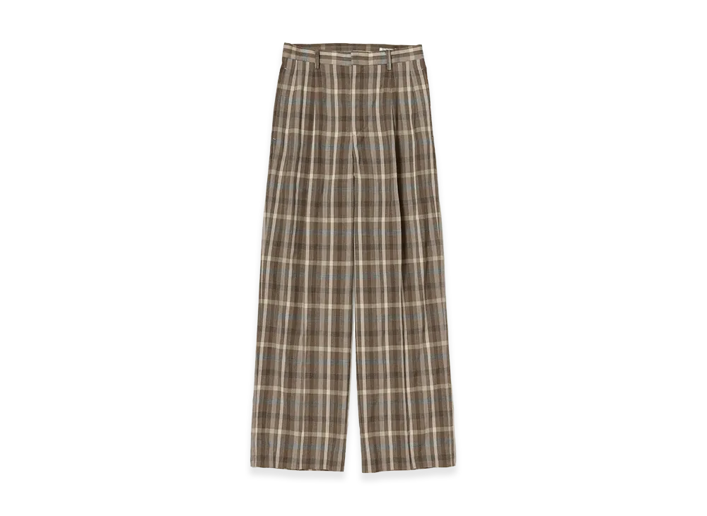 AURALEE Super Fine Tropical Wool Check Two-Tuck Slacks "Top Brown Check"