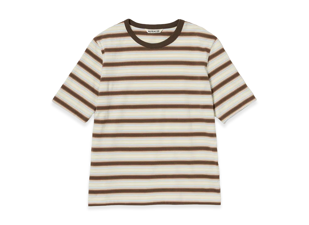 AURALEE Gradient Stripe Jersey Tee "Fade Brown Stripe"