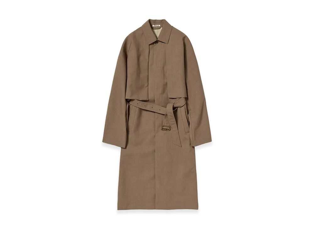 AURALEE Bonded Tropical Wool Layered Soutien Collar Coat "Top Brown"