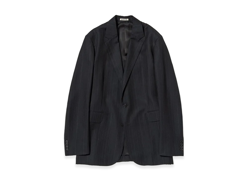 AURALEE Bluefaced Wool Jacket "Charcoal Navy Stripe"