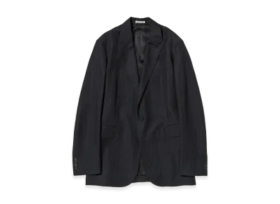 AURALEE Bluefaced Wool Jacket "Charcoal Navy Stripe"