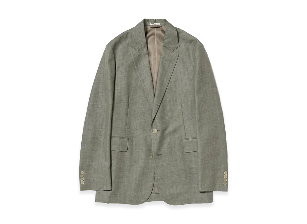 AURALEE Bluefaced Wool Jacket "Khaki Gray Stripe"