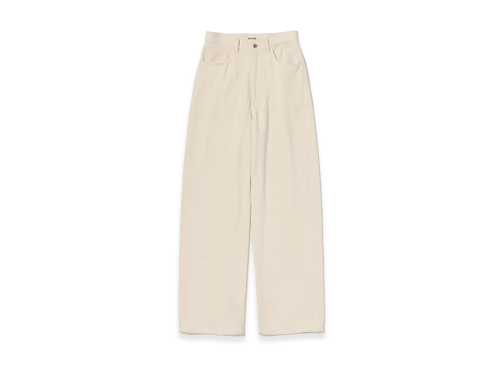 AURALEE Silk Nep Denim 5P Wide Pants "Ivory White"