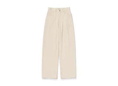 AURALEE Silk Nep Denim 5P Wide Pants "Ivory White"