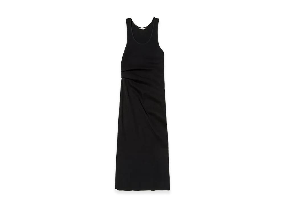 AURALEE High Gauge Tuck Rib Knit Dress "Black"