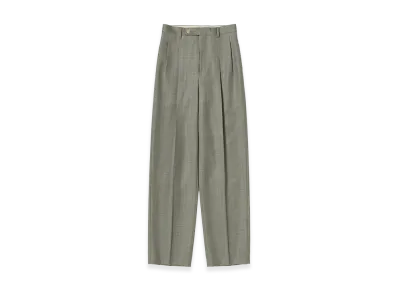 AURALEE Bluefaced Wool Two-Tuck Slacks "Khaki Gray Stripe"