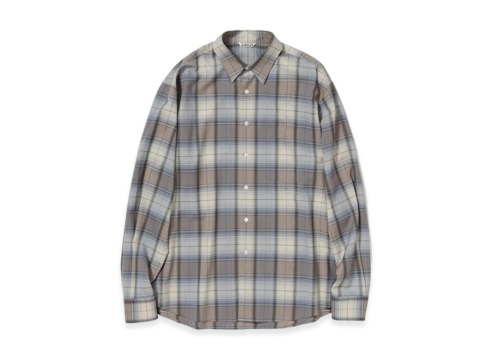 AURALEE Super Light Wool Check Shirt "Blue Gray Check"