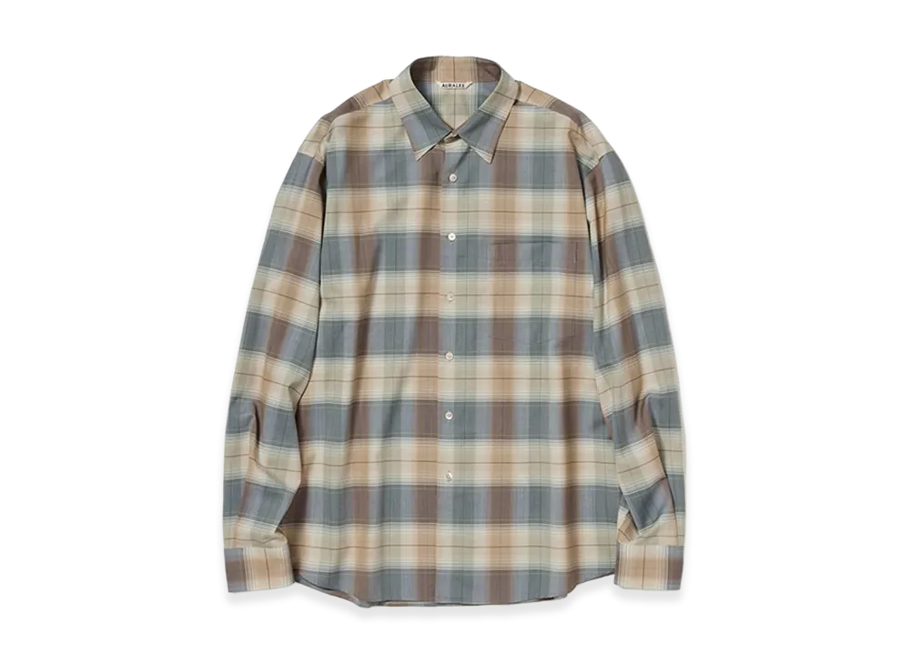 AURALEE Super Light Wool Check Shirt "Light Brown Check"