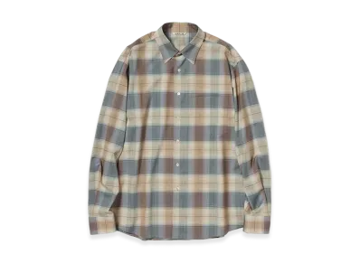 AURALEE Super Light Wool Check Shirt "Light Brown Check"