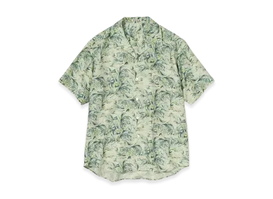 AURALEE Printed Airy Silk Half-Sleeved Shirt "Pale Green"
