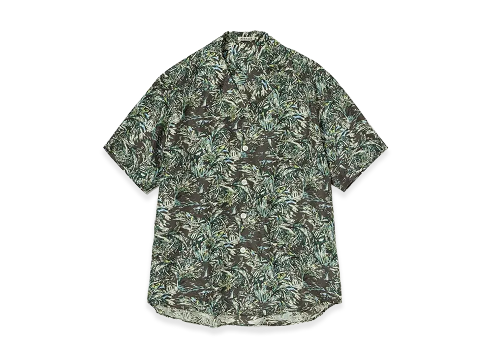 AURALEE Printed Airy Silk Half-Sleeved Shirt "Dark Brown"
