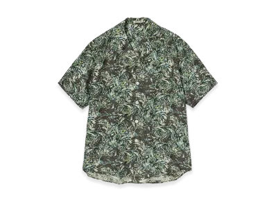 AURALEE Printed Airy Silk Half-Sleeved Shirt "Dark Brown"