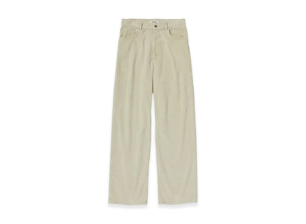 AURALEE Garment-Dyed Finx Corduroy 5P Wide Pants "White Khaki"