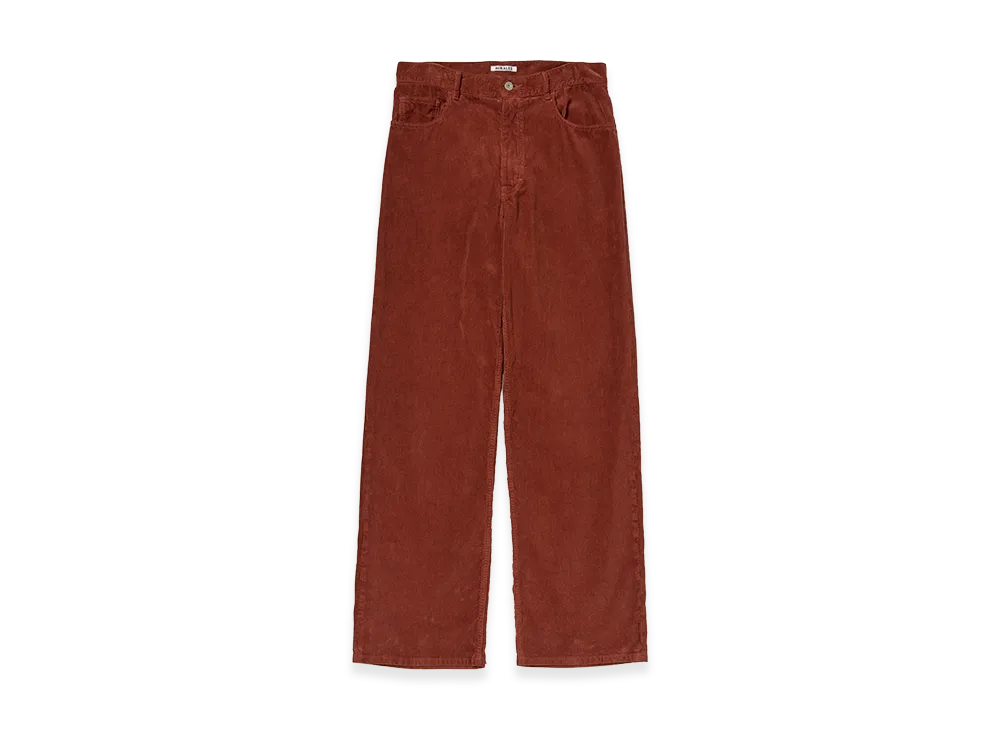 AURALEE Garment-Dyed Finx Corduroy 5P Wide Pants "Red Brown"