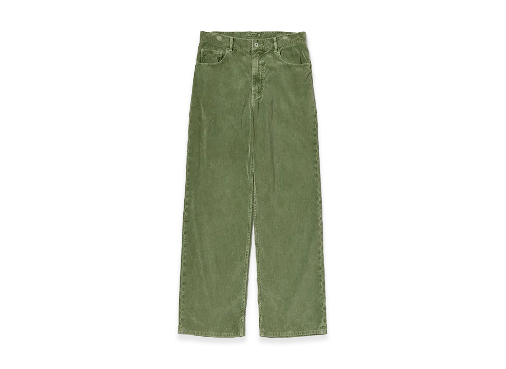 AURALEE Garment-Dyed Finx Corduroy 5P Wide Pants "Dusty Green"