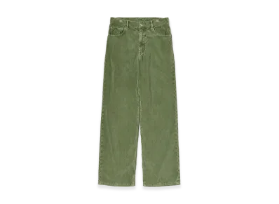 AURALEE Garment-Dyed Finx Corduroy 5P Wide Pants "Dusty Green"