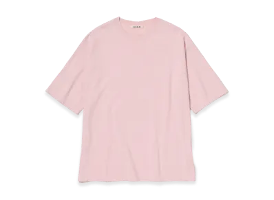AURALEE High Gauge Tussah Silk Knit Tee "Light Pink"