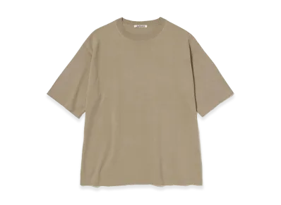 AURALEE High Gauge Tussah Silk Knit Tee "Khaki Beige"