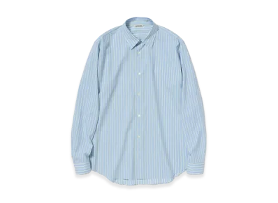 AURALEE Super Fine Wool Stripe Shirt "Sax Blue Lime Stripe"