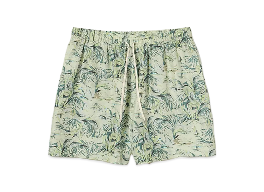 AURALEE Printed Airy Silk Shorts "Pale Green"