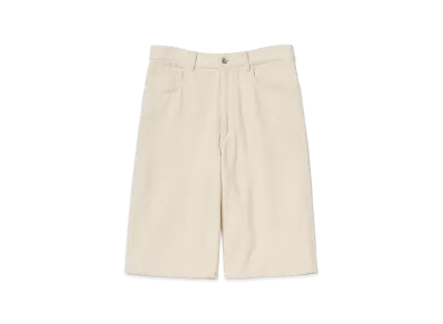AURALEE Silk Nep Denim 5P Wide Shorts "Ivory White"