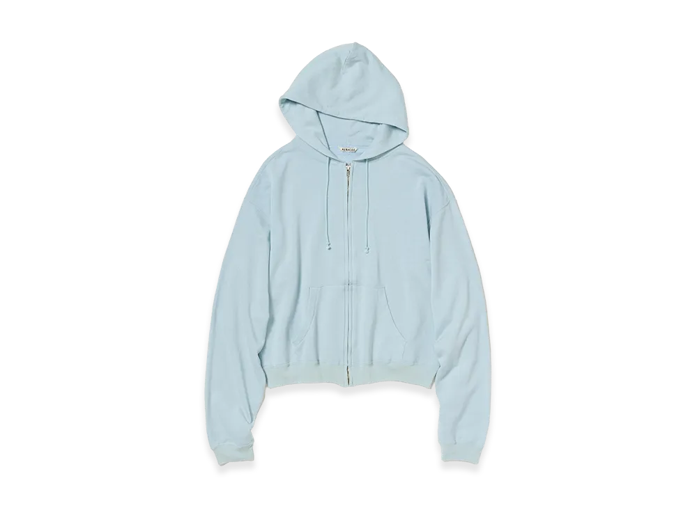 AURALEE High Twist Light Sweat Zip Parka "Pale Blue"