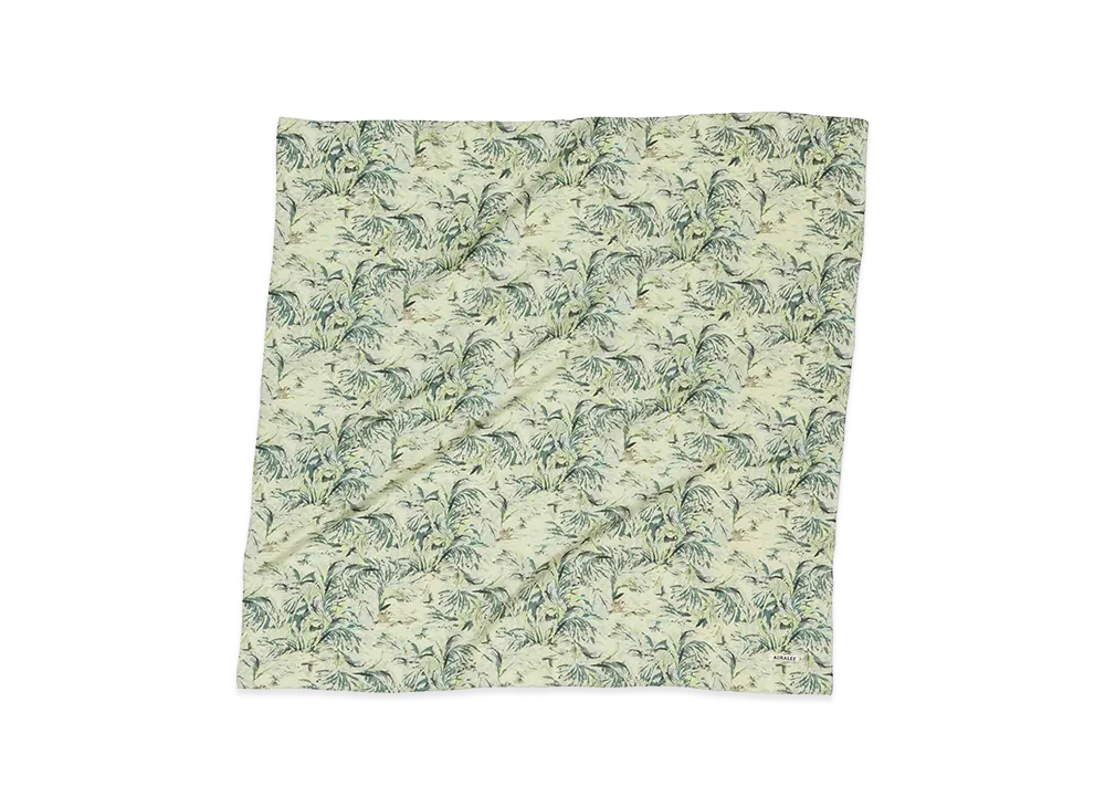 AURALEE Printed Airy Silk Scarf - Large "Pale Green"