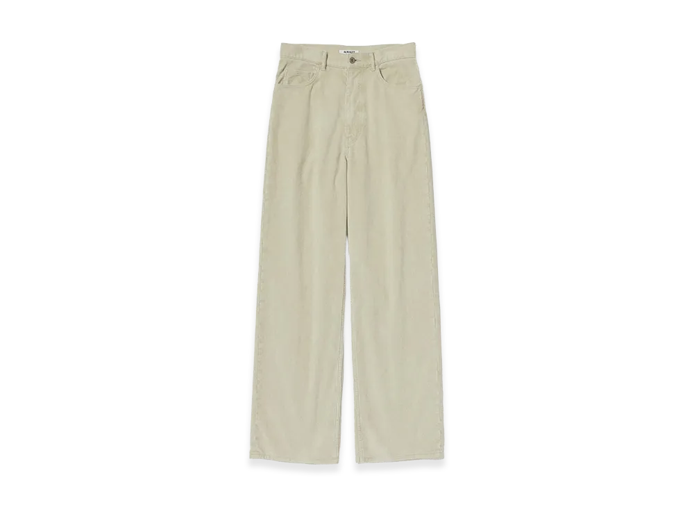 AURALEE Women's Garment-Dyed Finx Corduroy 5P Wide Pants "White Khaki"