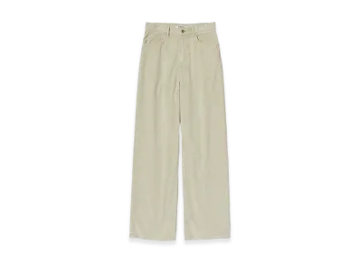 AURALEE Women's Garment-Dyed Finx Corduroy 5P Wide Pants "White Khaki"