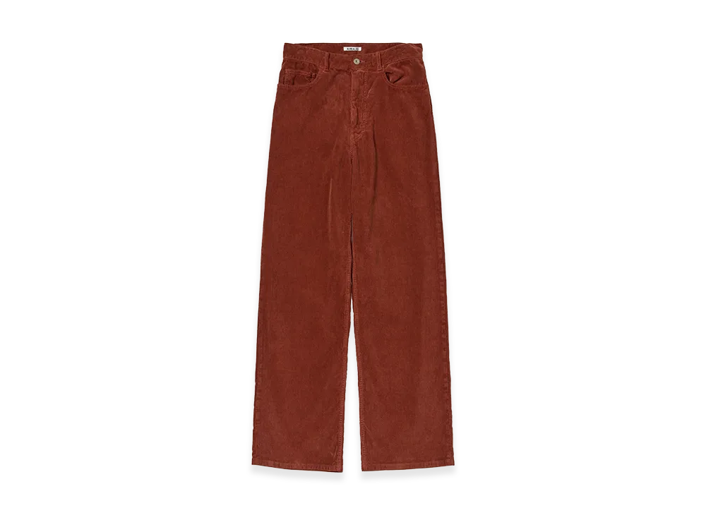 AURALEE Women's Garment-Dyed Finx Corduroy 5P Wide Pants "Red Brown"
