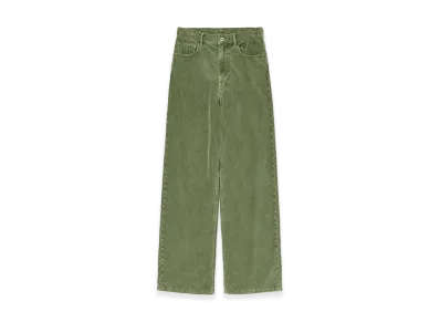 AURALEE Women's Garment-Dyed Finx Corduroy 5P Wide Pants "Dusty Green"