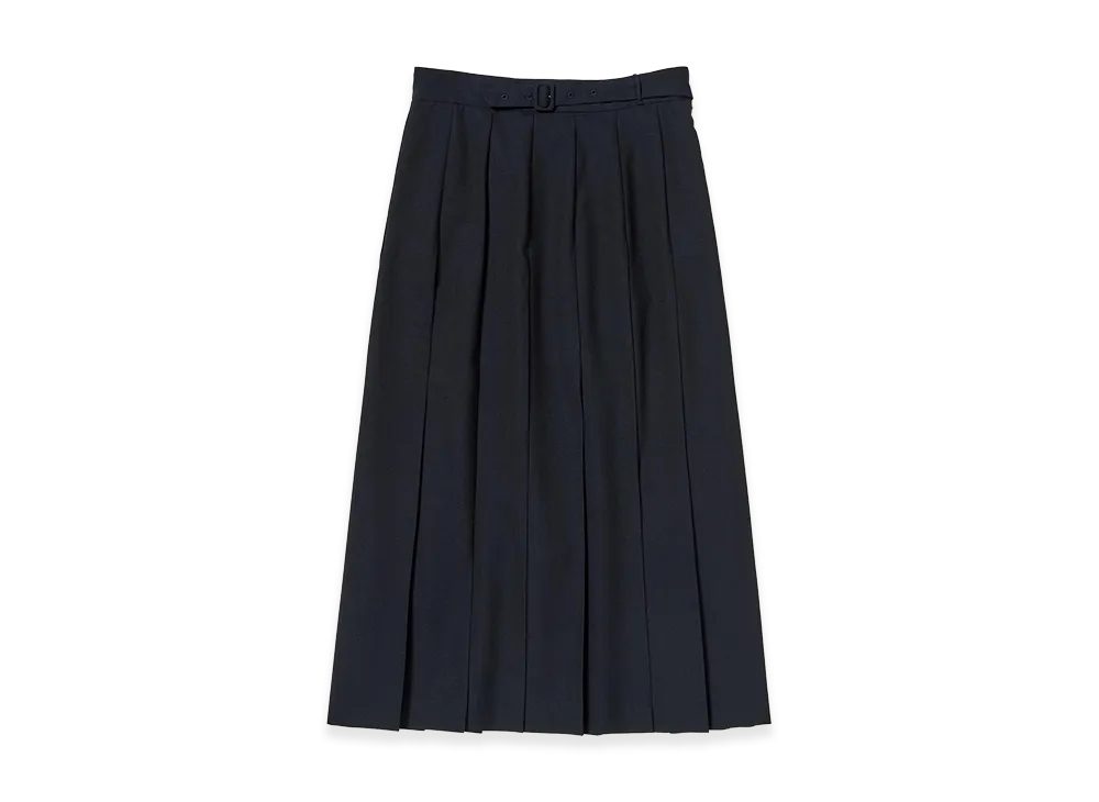 AURALEE Women's Wool Kid Mohair Hopsack Pleated Skirt "Dark Navy"