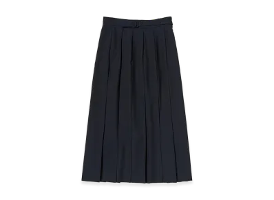 AURALEE Women's Wool Kid Mohair Hopsack Pleated Skirt "Dark Navy"