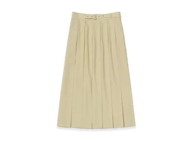 AURALEE Women's Wool Kid Mohair Hopsack Pleated Skirt "Dusty Beige"