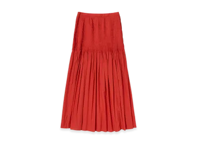 AURALEE Women's Super Fine Cotton Lawn Pin-Tuck Skirt "Red"
