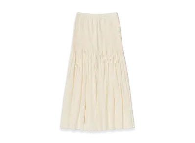 AURALEE Women's Super Fine Cotton Lawn Pin-Tuck Skirt "Ivory White"