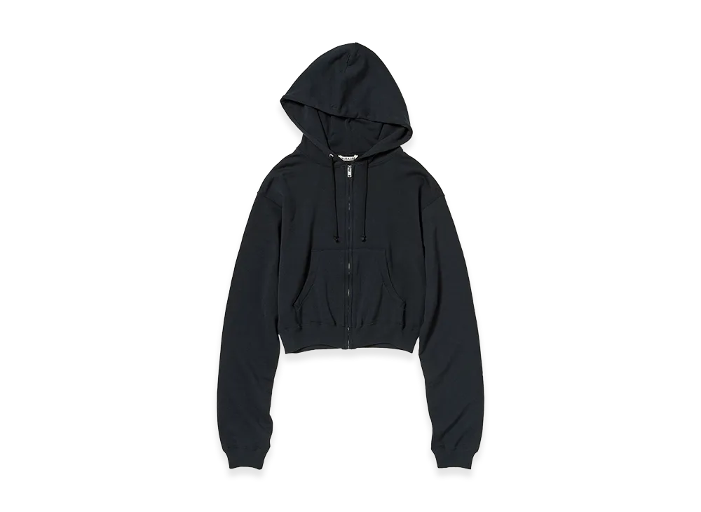 AURALEE Women's High Twist Light Sweat Zip Parka "Ink Black"