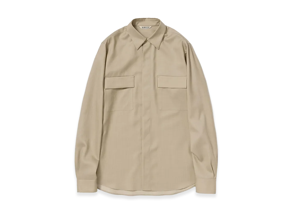 AURALEE Women's Wool Herringbone Overshirt "Beige"