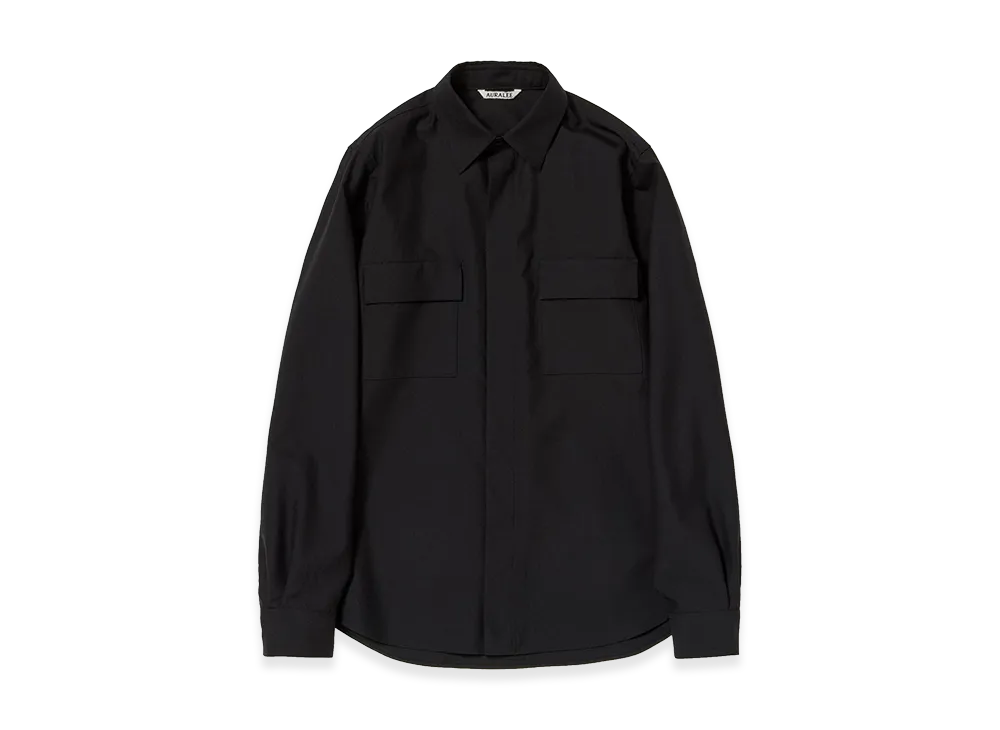 AURALEE Women's Wool Herringbone Overshirt "Black"