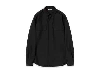 AURALEE Women's Wool Herringbone Overshirt "Black"