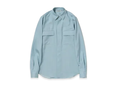 AURALEE Women's Wool Herringbone Overshirt "Dusty Blue"