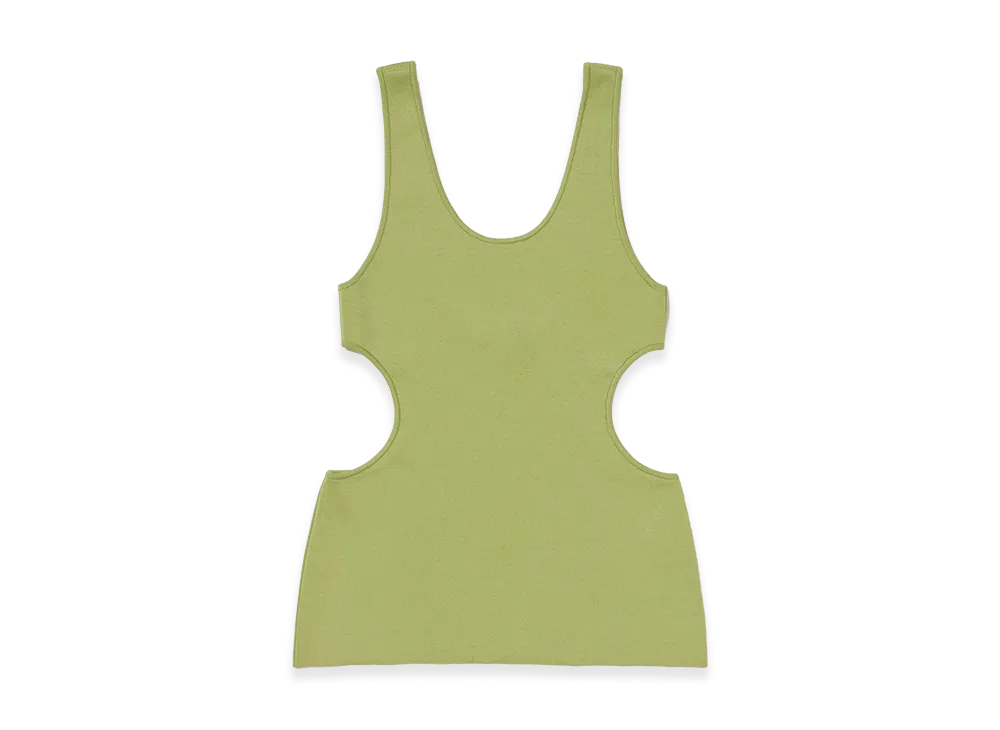 AURALEE Women's Double Faced Silk Cotton Knit Long Tank "Light Green"